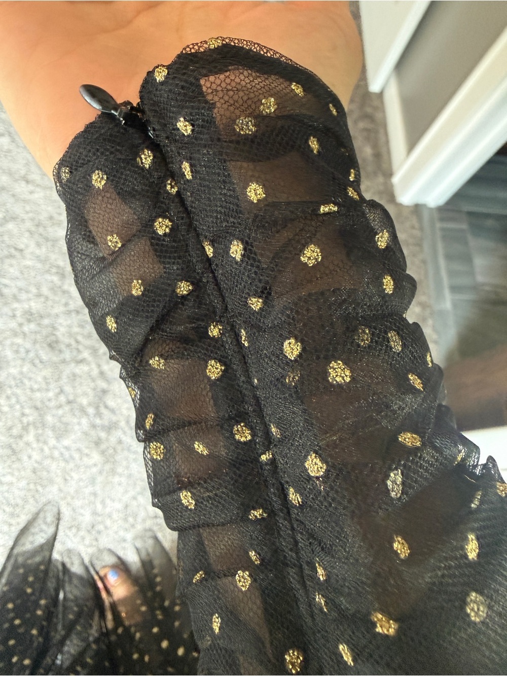 NWT Zimmermann Black Sparkle Tulle Mini Dress Puff Sleeve Polka Dot Size 6 - Picture 10 of 11